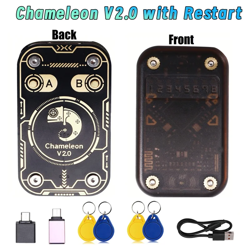 【RECOMENDAR】Emulator czytnika chipów RFID Chameleon V2.0, duplikator NFC + 2x brelok UID/CUID, dekodowanie kart 125Khz 13.56Mhz