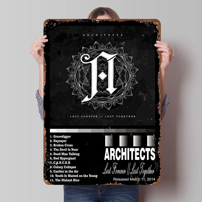Architects - Lost Forever // Lost Together Metal Poster Customized Wall Art Retro Vintage Tinplate Signs for Gaming Decoration