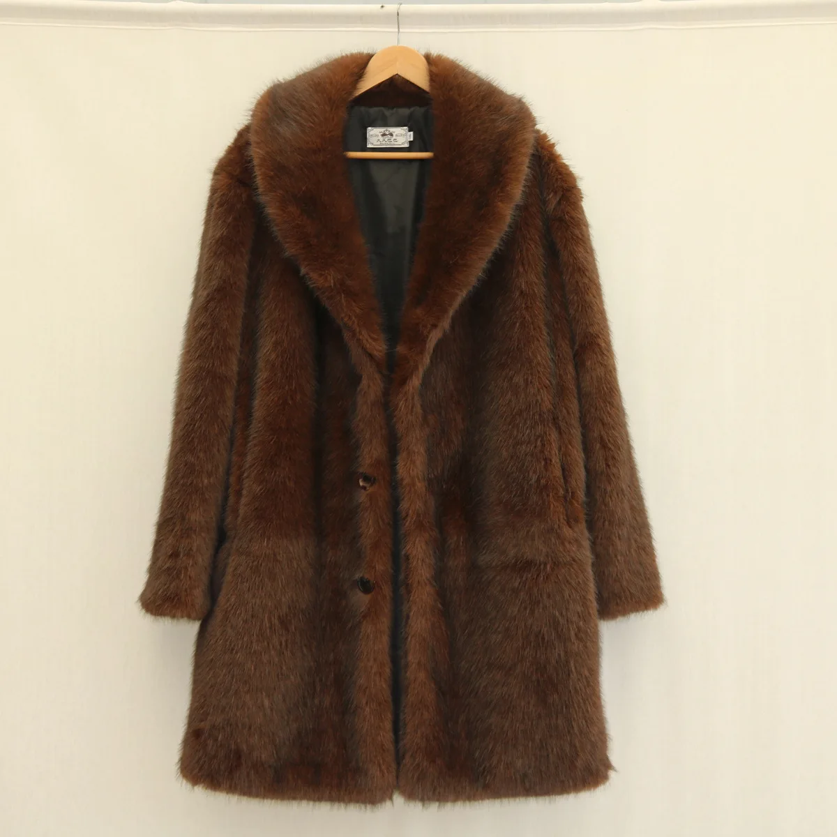 

Luxury Brand Winter Warm Faux Fur Jacket Men Thick Plus Size Long Sleeve Jacket Vintage Snowsuit Mid-length Coat Outerwear