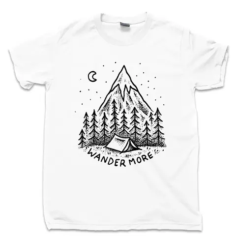 Wander More River Appalachian Trail Camping Outdoor Activities Mountain Climbing Hiking Comfortable and Funny Breathable Men Tee