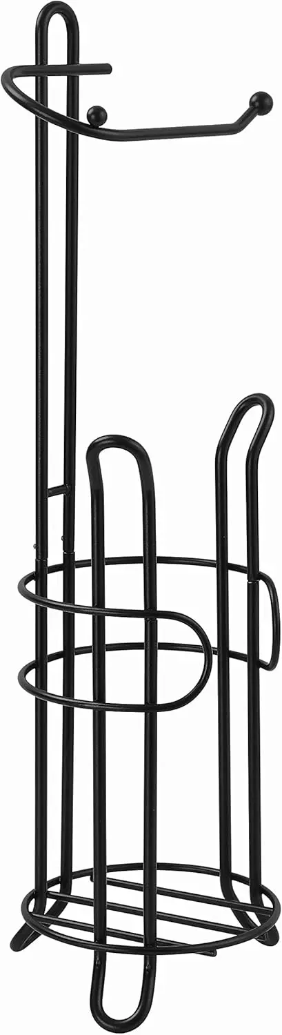 Bathroom toilet paper roll storage rack, with sufficient space in the reserved area to store extra large rolls (black)
