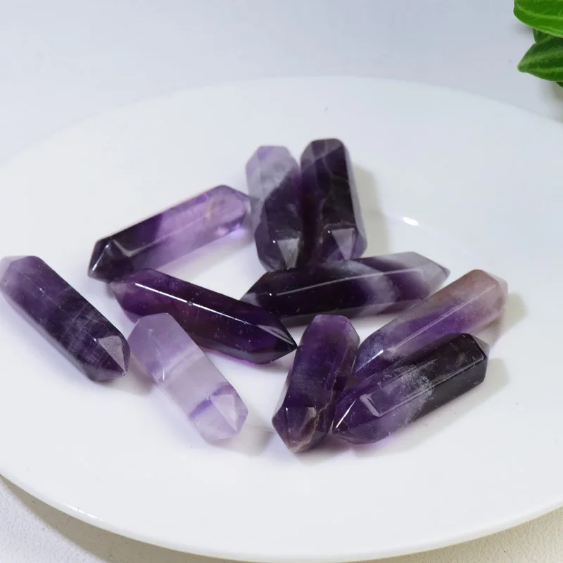 50pcs Natural Stone Hexagonal Crystal Point Wand Rose Quartz Healing Energy Column Mineral Specimen Home Office Decor DIY Gift