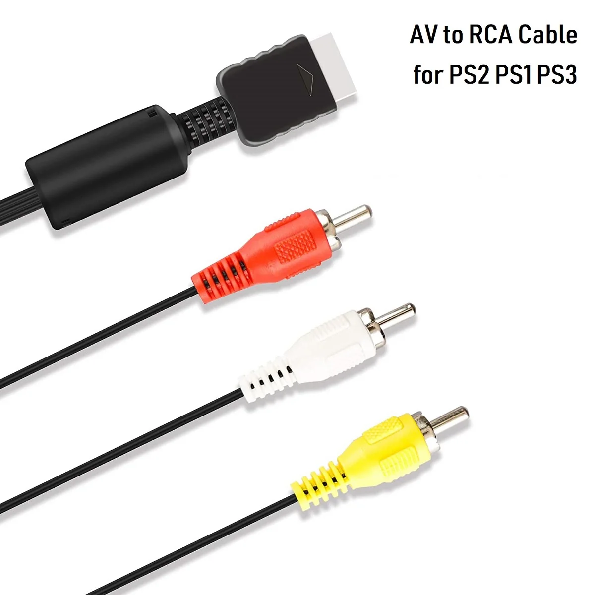 6ft AV Cable for PS2 PS1 PS3, AV to RCA Composite Audio Video TV Cord Compatible with Playstation 1 2 3