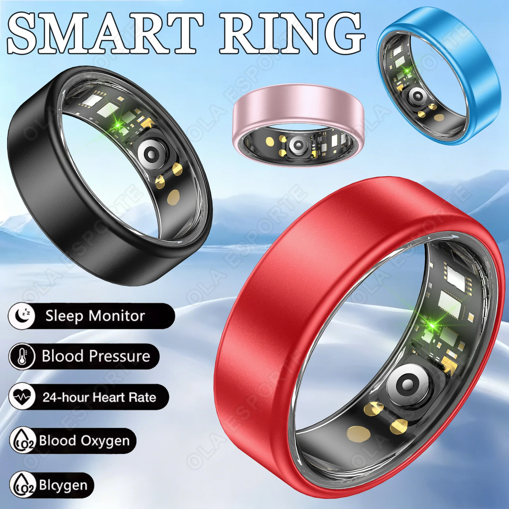 

Smart Ring Blood Pressure Heart Rate Sleep Monitoring Smartring IP68 & 5ATM Waterproof Multi-sport Mode Smartring Man Women 2026