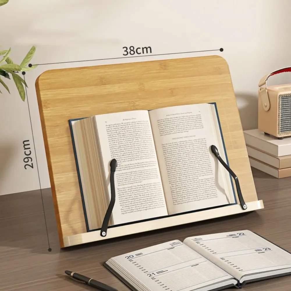 8 Adjustable Tilt Angles Wooden Book Stand Comfortable Reading Multi-Functional Cookbook Bracket Folding Stable Reading Holder