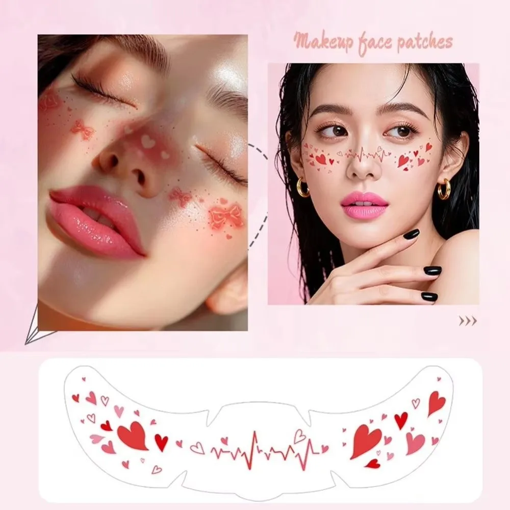 

New Heart Lips Valentine Face Stickers Bow DIY Temporary Tattoos Hot Stamping Waterproof Party Makeup Decal Costume Party