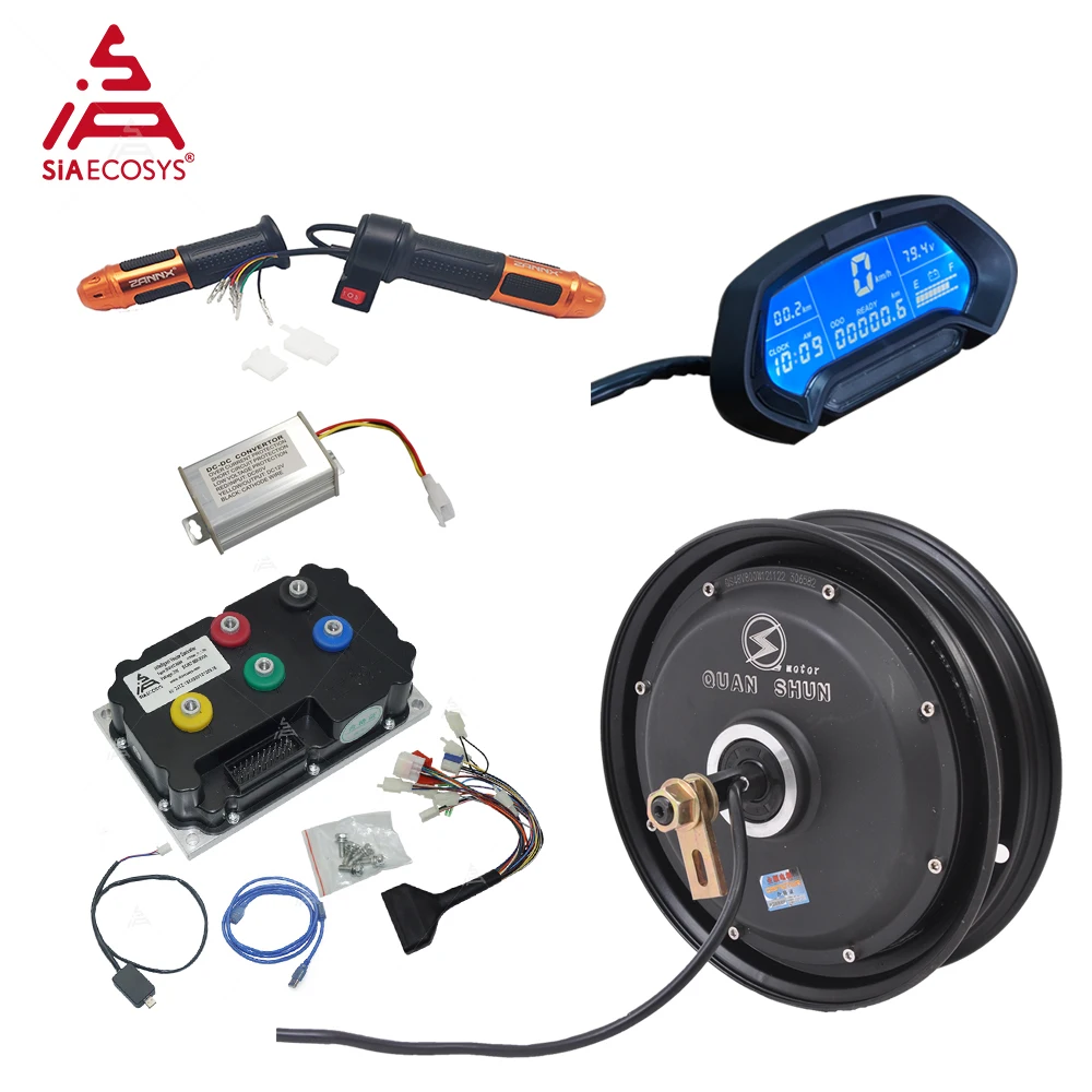 QSMOTOR 10x2.15inch 205 3000W 60V 80kph Hub Motor With SIAYQ72120 Controller And Kits For Electric Scooter from SiAECOSYS