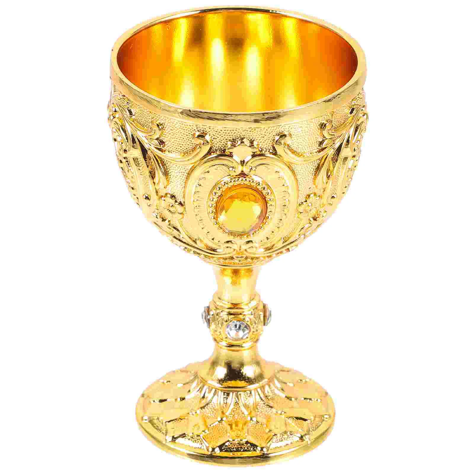 European High-end Cup 30ml White Retro Glass (gold) Compact Household Tea Drink Aluminum Alloy