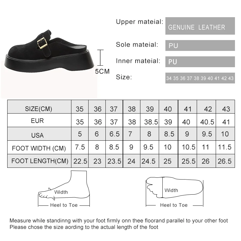 Boken Shoes Women's Anti slip 2024 New Genuine Leather Women's Slippers Thick Sole External Wearing Half Slippers Women's