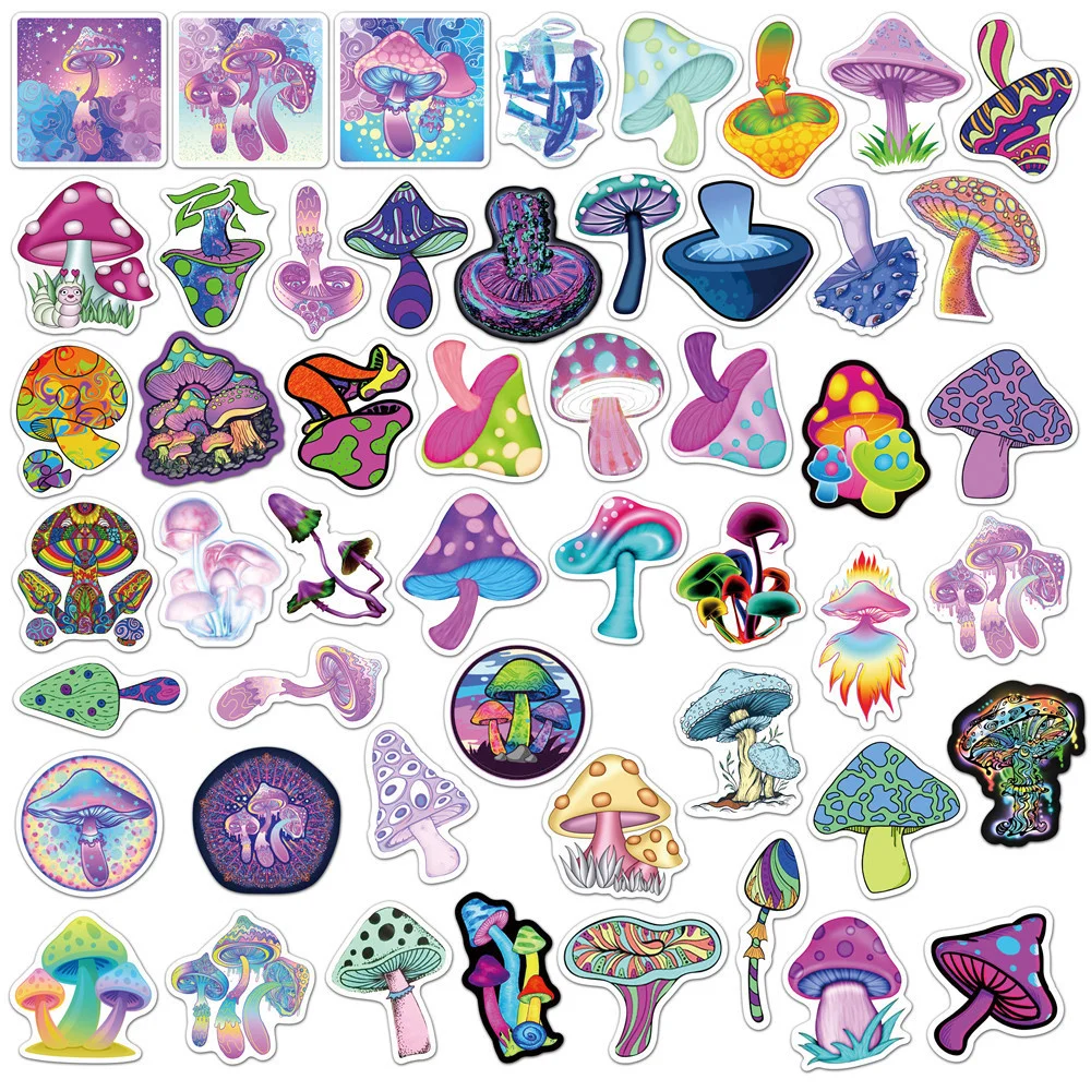 10/30/50PCS New Personality Psychedelic Mushroom Graffiti Sticker For Luggage Laptop iPad Skateboard Motorcycle Sticker Wholesal