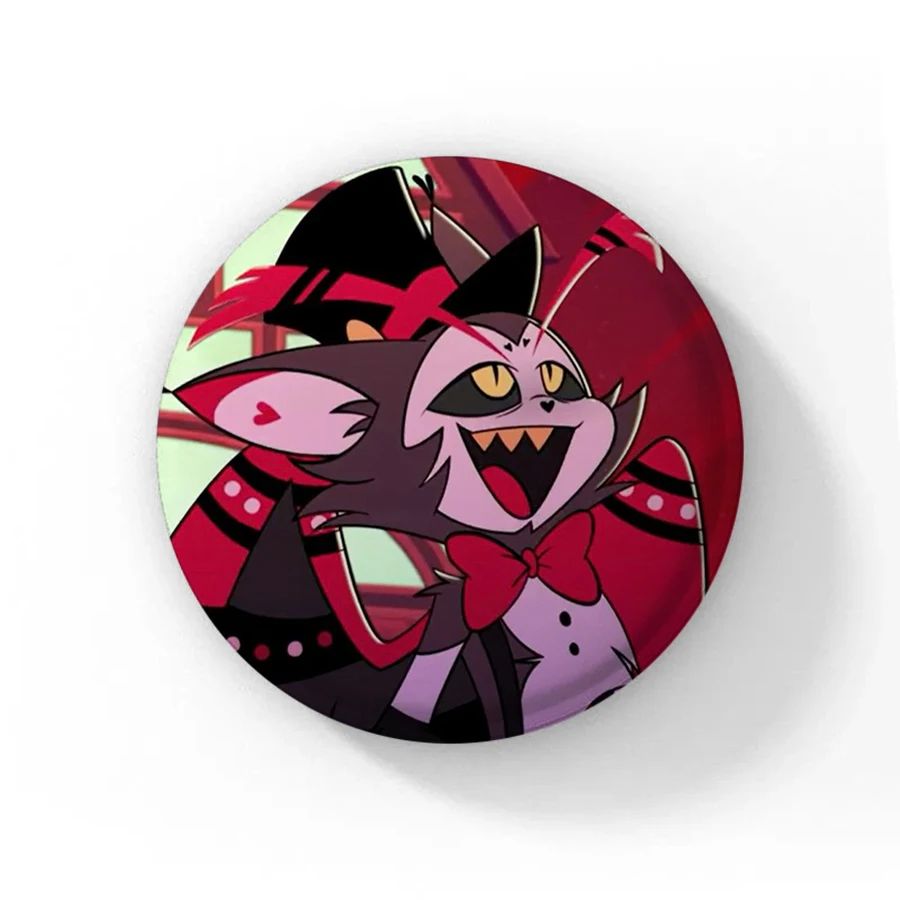 58 مللي متر مضحك البوب أنيمي هازبين زر دبوس الإبداعية متعة الكرتون Alastor Vox Husker شارة بروش حقيبة ديكور المشجعين جمع هدية