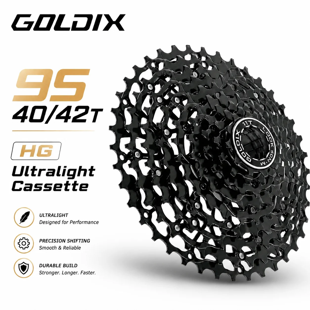 Casete GOLDIX de 9 velocidades 11-42 HG para bicicleta de montaña SunRace, casete de 9v 11-40t 42t, casete ultraligero completamente hueco