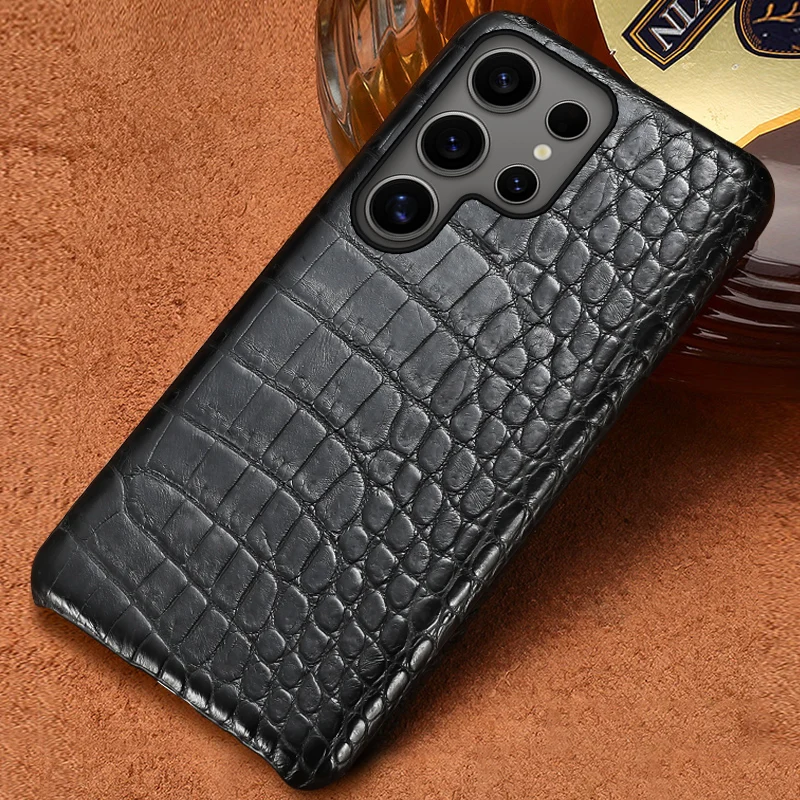 100% Natural Crocodile Leather Case Cover For Samsung Galaxy S24 S23 S21 S22 Ultra S23 FE S24Plus Note 20 10 Plus A55 A53 A54 5G