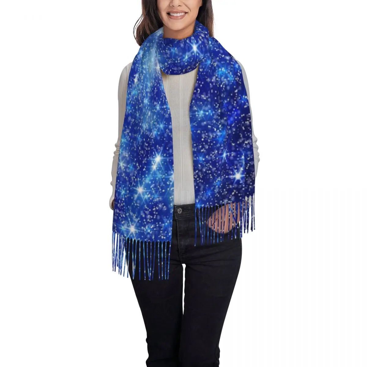 Space Galaxy Constellation Scarf Tassel Scarves Women Soft Warm Shawls and Wraps Long Fall Winter Shawl Wrap