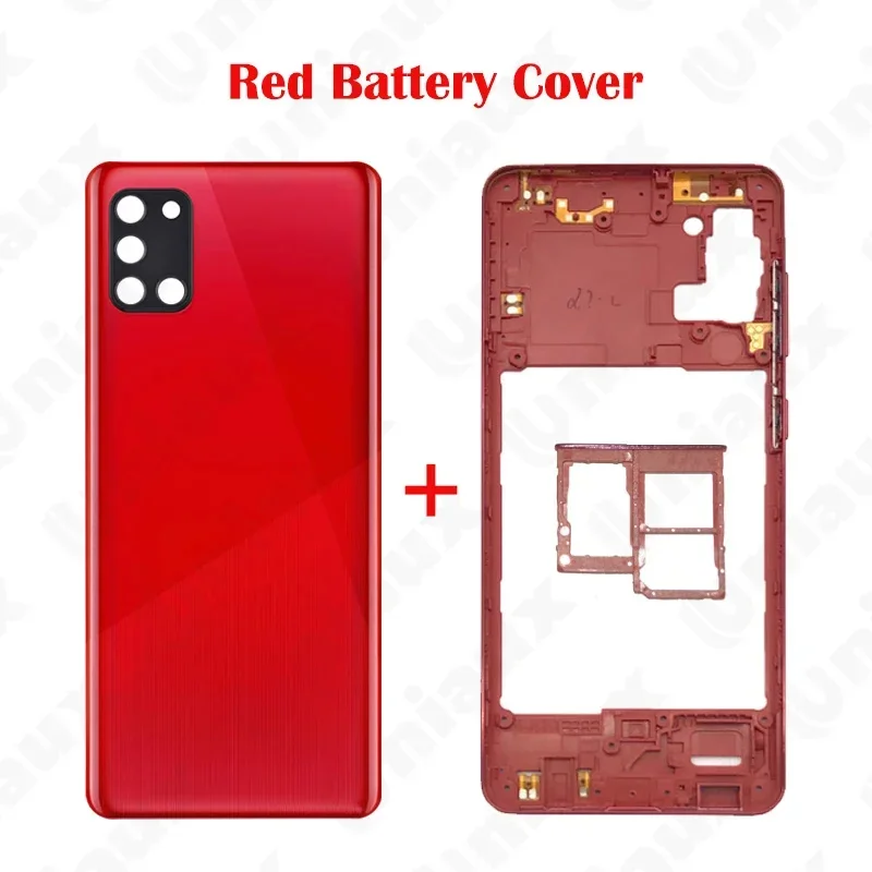 For Samsung Galaxy A31 A315F A315G A315N A315 Full Housing Middle Frame A31 Battery Back Cover Rear Door With Adhesive Replace