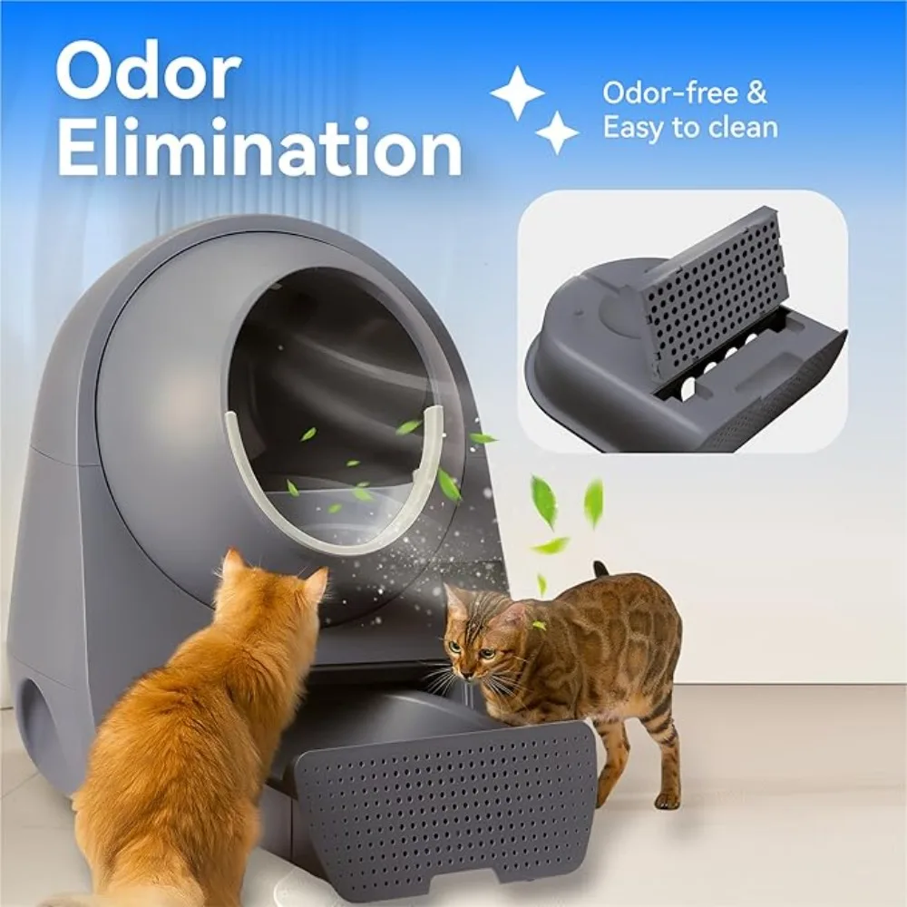 

Self-Cleaning Automatic Cat Litter Box – Gray Robot Litter Box with Health Monitoring, Safe Anti-Pinch for Multi-Cat Households