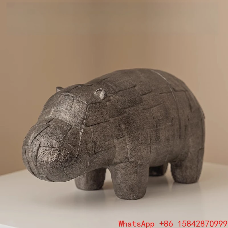 

Tabletop Ornament Artwork Wooden Hippo Home Decor
