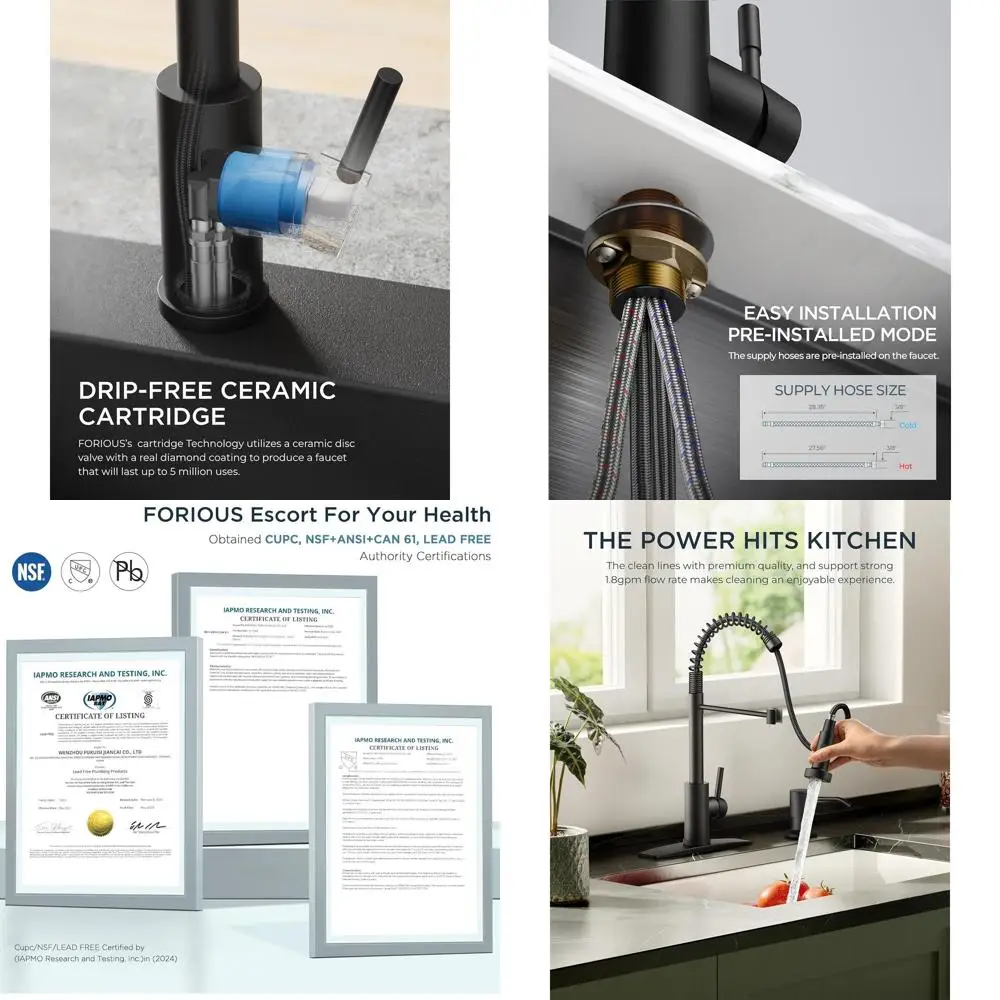 

Pull-Down Spray Stainless Steel Single Handle Kitchen Faucet for Farmhouse, Camper, and Laundry Use