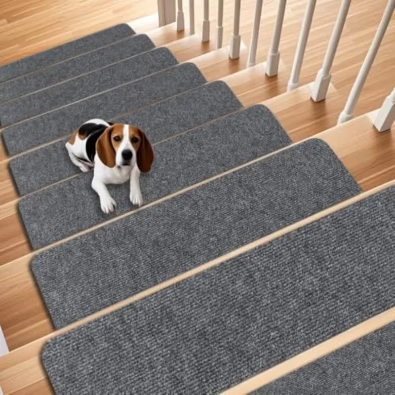1PC 20x80cm Stair Mats Non-Skid Polyester Self-Adhesive Household Step Pads Washable Thick Anti-Slip Stair Carpets Anti- Carpet