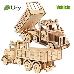 Ury 3D Wooden Puzzle Truck Sports Car Off-Road Unloading Movable Retro Vehicle Assembly Model DIY Decoration Gift for Kids