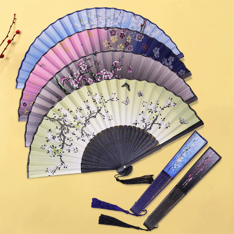 Vintage Style Chinese Fan Craft Gift Hand Fans Wedding Dance Party Manual Fan Girl Women Photo Props Home Decoration Folding Fan