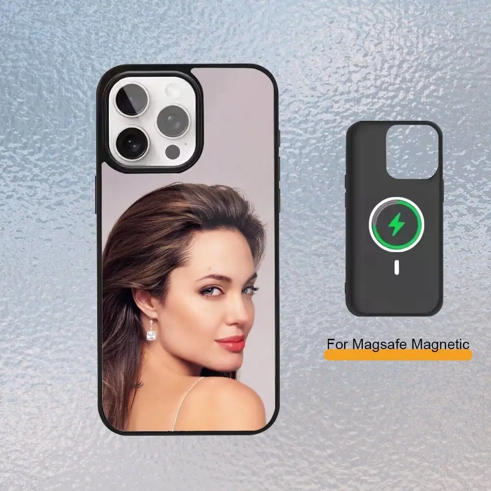 Custodia per telefono A-Actress A-Angelina J-Jolie per iPhone 17,16,15,14,13,12,11 Plus,Pro Max Cover di ricarica wireless magnetica
