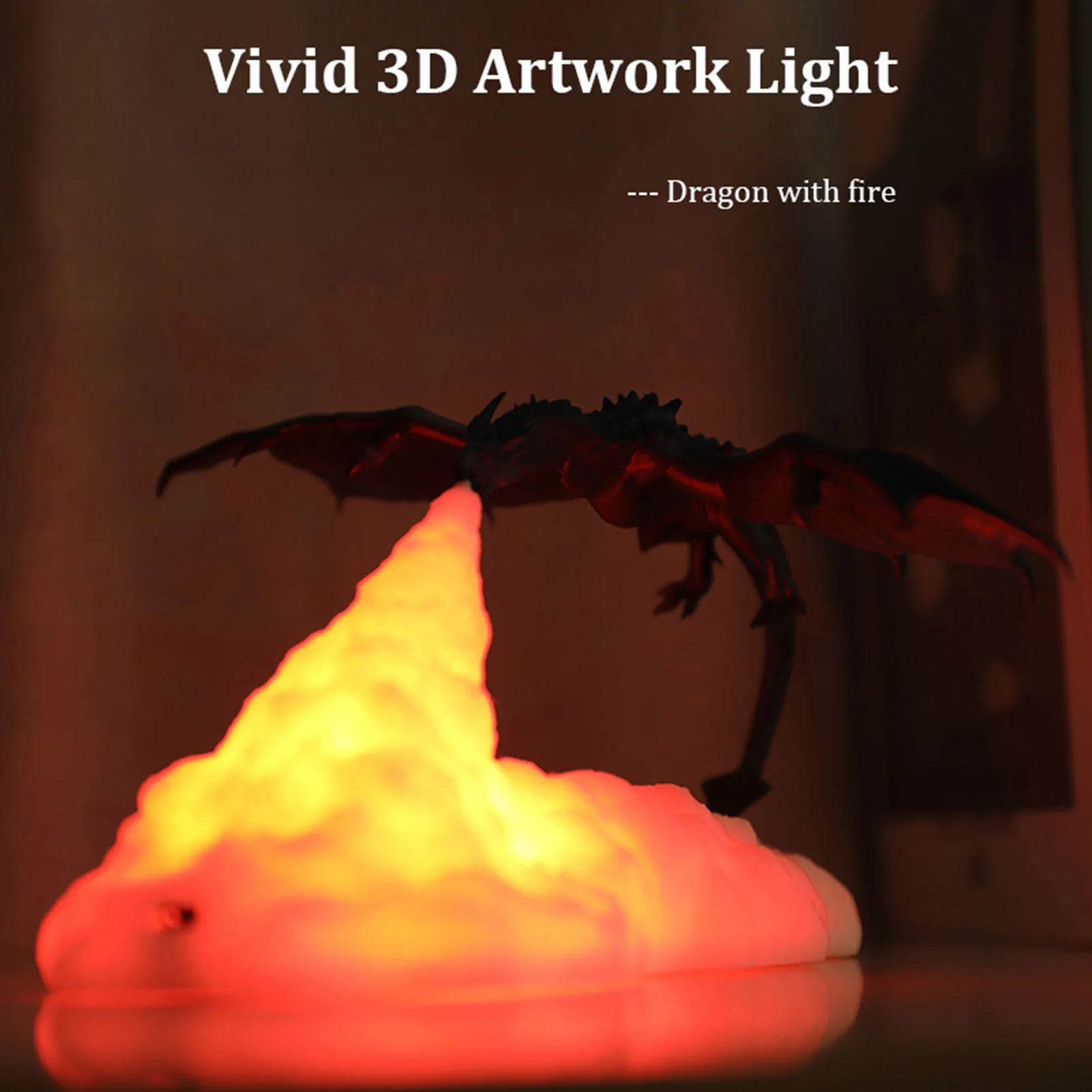 Impressão 3d gelo dragão fogo lâmpada quente luz da noite usb recarregável decoração para casa lâmpada de impressão 3d lâmpada de impressão 3d