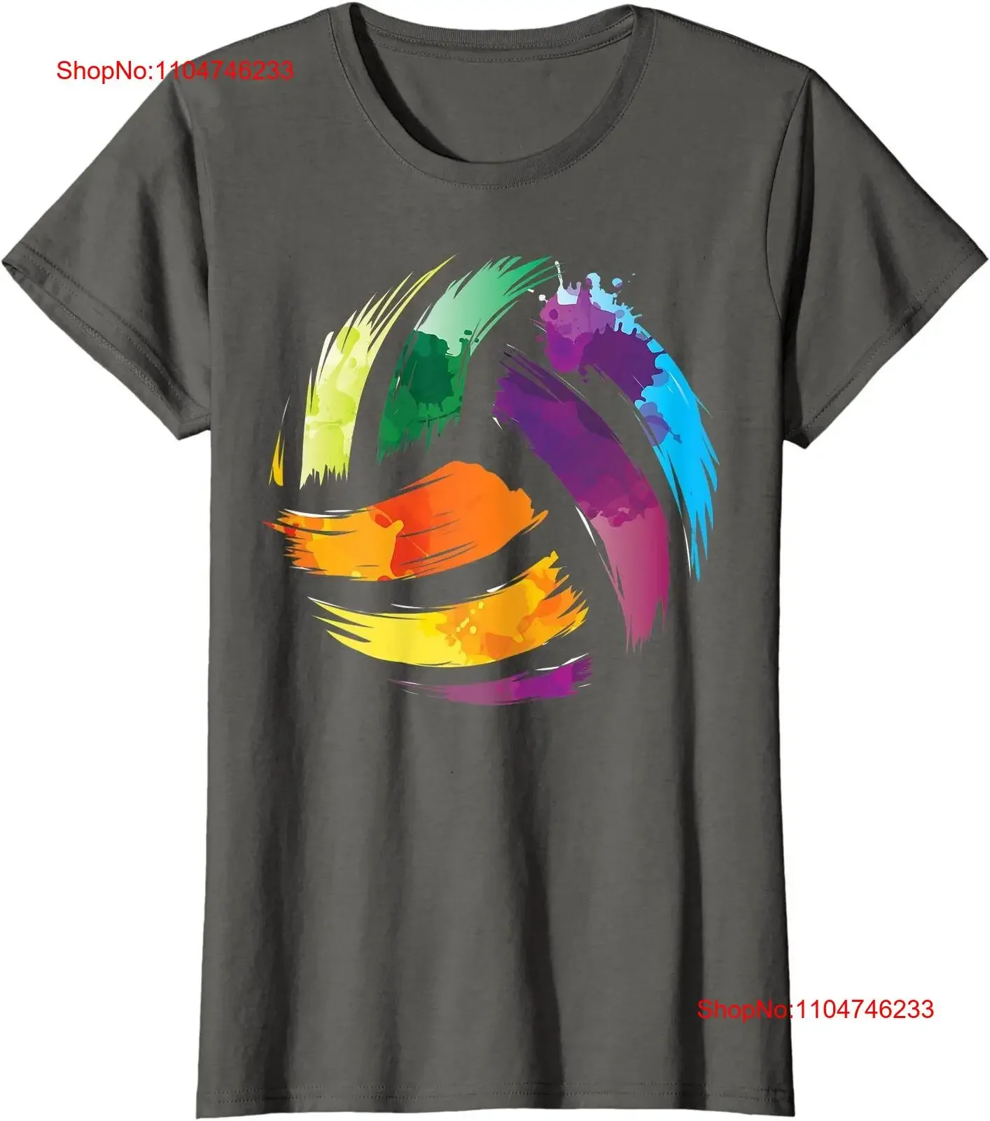 

Colorful Volleyball Cute Colorsplash Ball Ladies' Crewneck T Shirt vintage Washed Breathable Slightly Casual homme Stretched