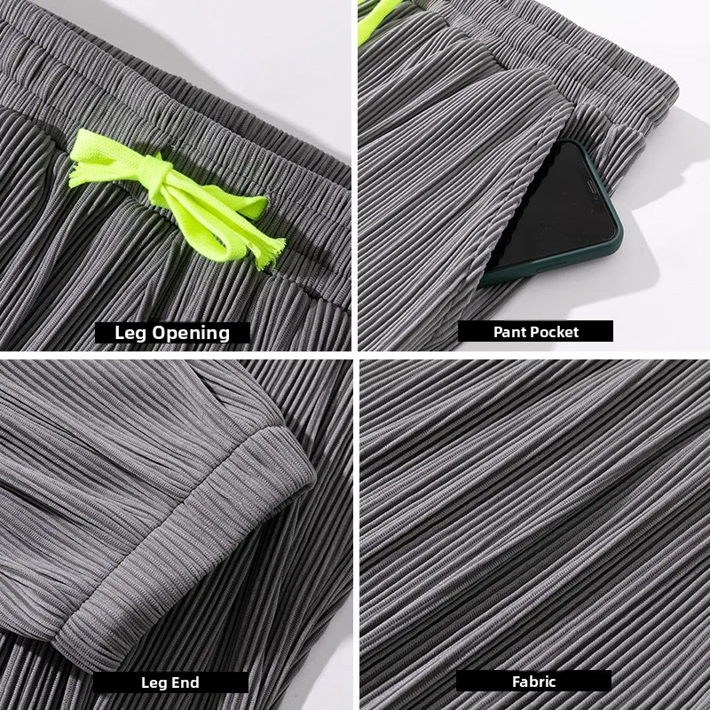 

Men's Casual Ice Silk Thin Breathable Loose Korean Sle Harem Pants Summer Lightweight Nine Points Loose Fit Trousers