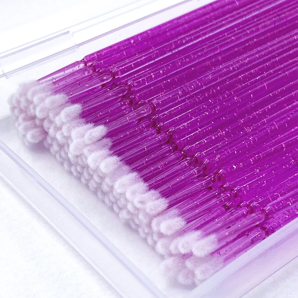 100 szt. Mikro Szczoteczki do Usuwania Sztucznych Rzęs, Opakowanie w Pudełku, Mikro Szczoteczki do Maskary, Aplikatory, Narzędzia do Przedłużania Rzęs, Pędzelki do Makijażu