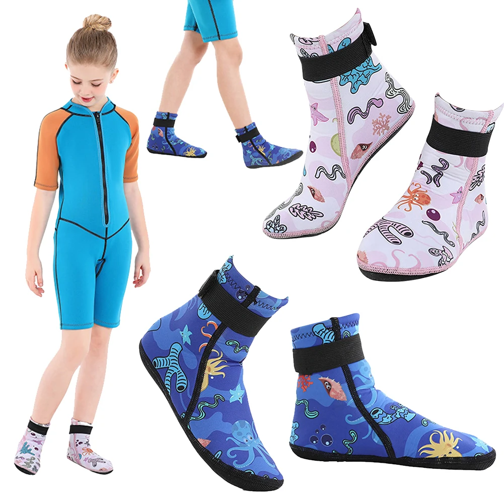 Kids Neoprene Water Socks Beach Socks Anti-slip Toddlers Diving Socks Adjustable Snorkeling Boots Keep Warm for Water Sports