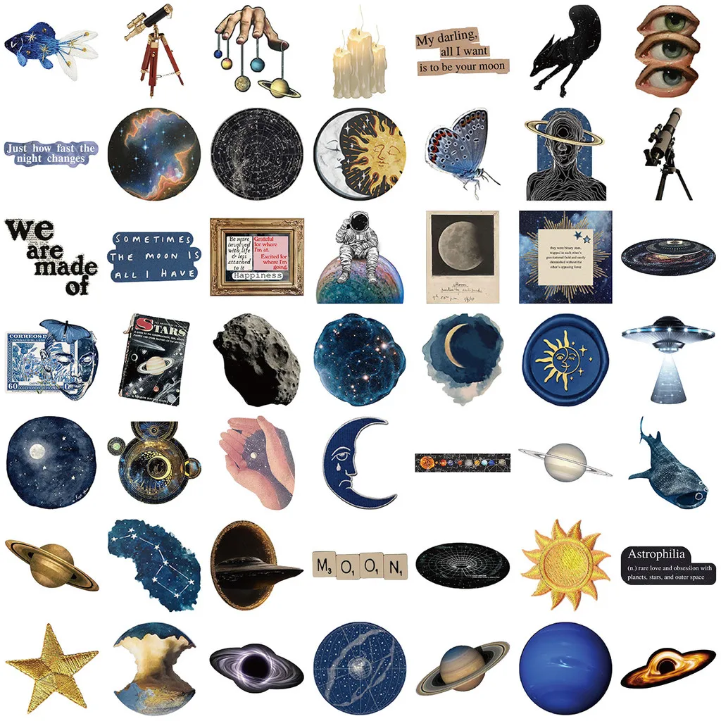 50 Buah Paket Stiker Ruang INS Transparan - PET Tahan Air untuk Scrapbooking, Dekorasi Gitar & Notebook RecordingYourLife Store