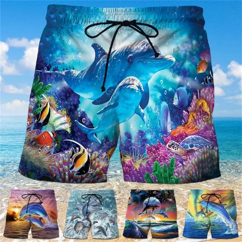 Summer New Animal Cute Dolphin 3D Printing Shorts Men's Women Cartoon Casual Harajuku Kids Cool Ice Swim Trunks