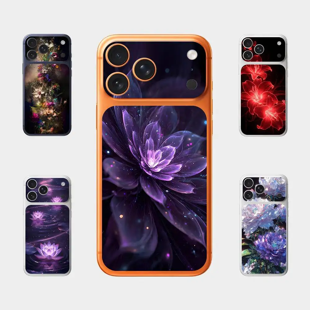 

Glowing Flowers Plain Decal Skin for iPhone17 Pro Max Back Film Cover Wrap Anti-scratch Durable Sticker