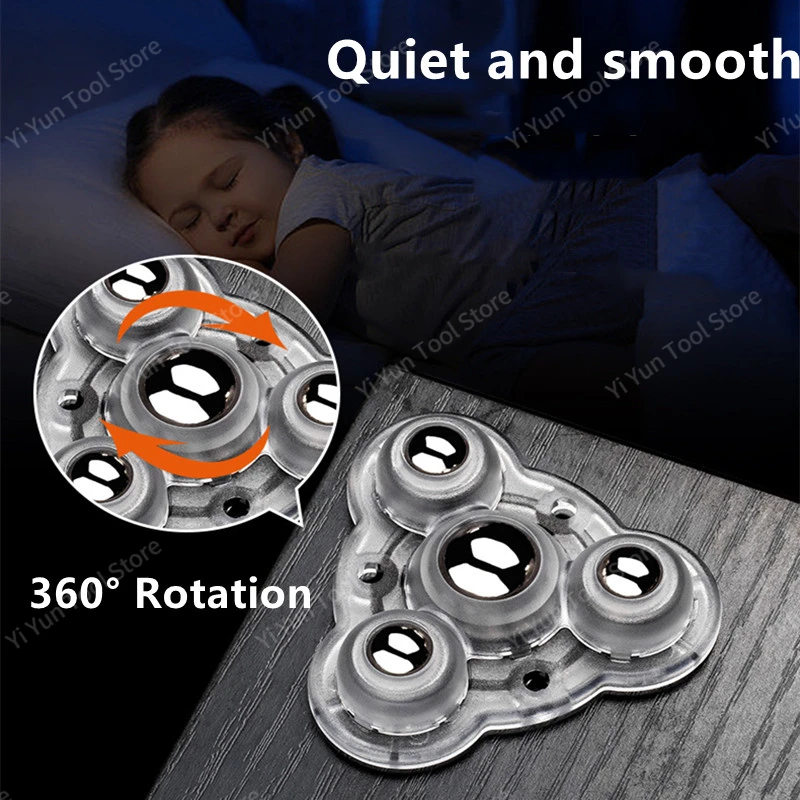 New 4Pcs Self Adhesive Type Mute Ball Universal Wheel 300Kg 4 Beads Furniture Casters Wheels Stainless Steel Wheel 360° Rotation