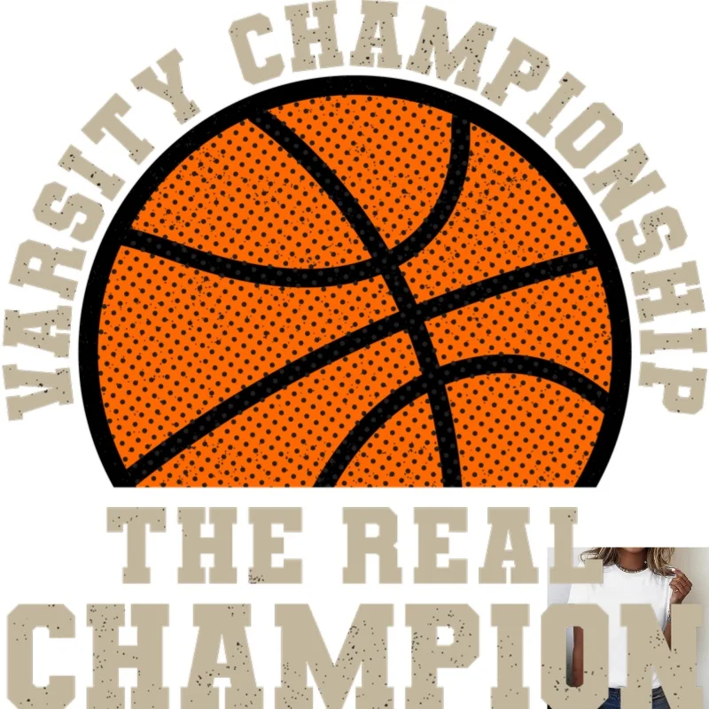 Vintage Basketball Varsity Championship Heat Transfer White Ink Iron - on, Suitable for T - shirts, Canvas Bags, Casual Sports