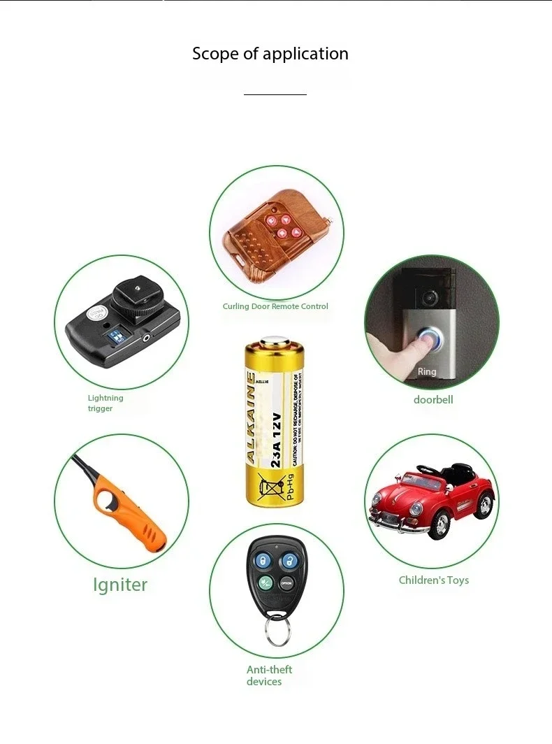 12V 23A A23S 23GA Alkaline Battery Long Lasting Bulk Pack for Doorbell Remote Control Toys