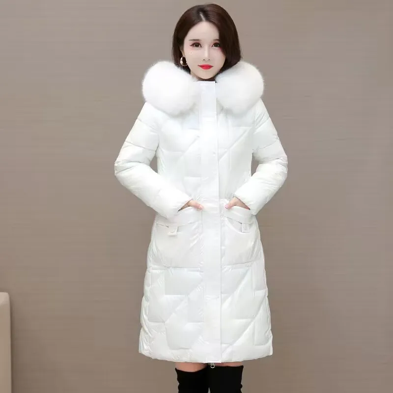 Winter Women Jacket White Female Coat New 2023 Warm Coat Female Outerwear Fur Fashion Hooded Winter Waterproof Women Jacket