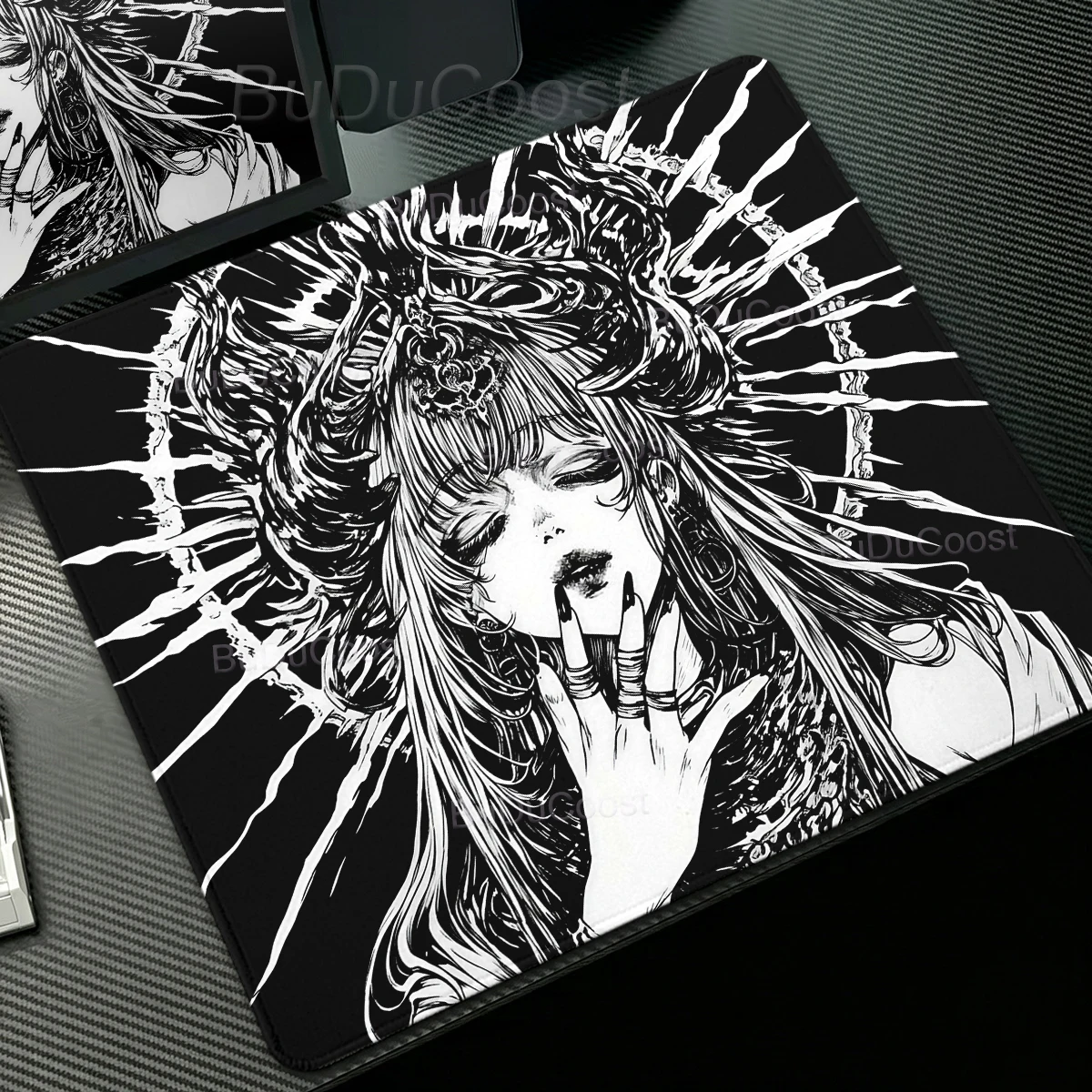 Anime Angel Dark Mouse Pad Office Computer Goth Black Mat Keyboard Tablepad PC Cabinet Carpet Gaming Accessories Small Mousepad