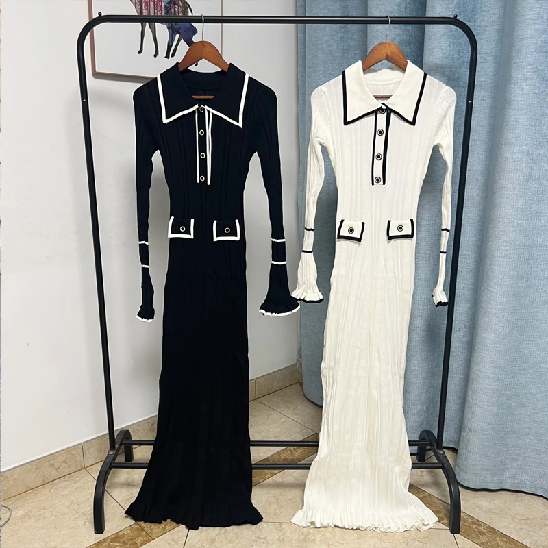 Yuoomuoo ชุดเดรสแฟชั่นสุดเก๋เซ็กซี่สำหรับผู้หญิงเดรสถักลายสะโพกฤดูใบไม้ร่วงเดรสแม็กซี่ผ้ายืดรัดรูปชุดเดรสสตรีทแวร์