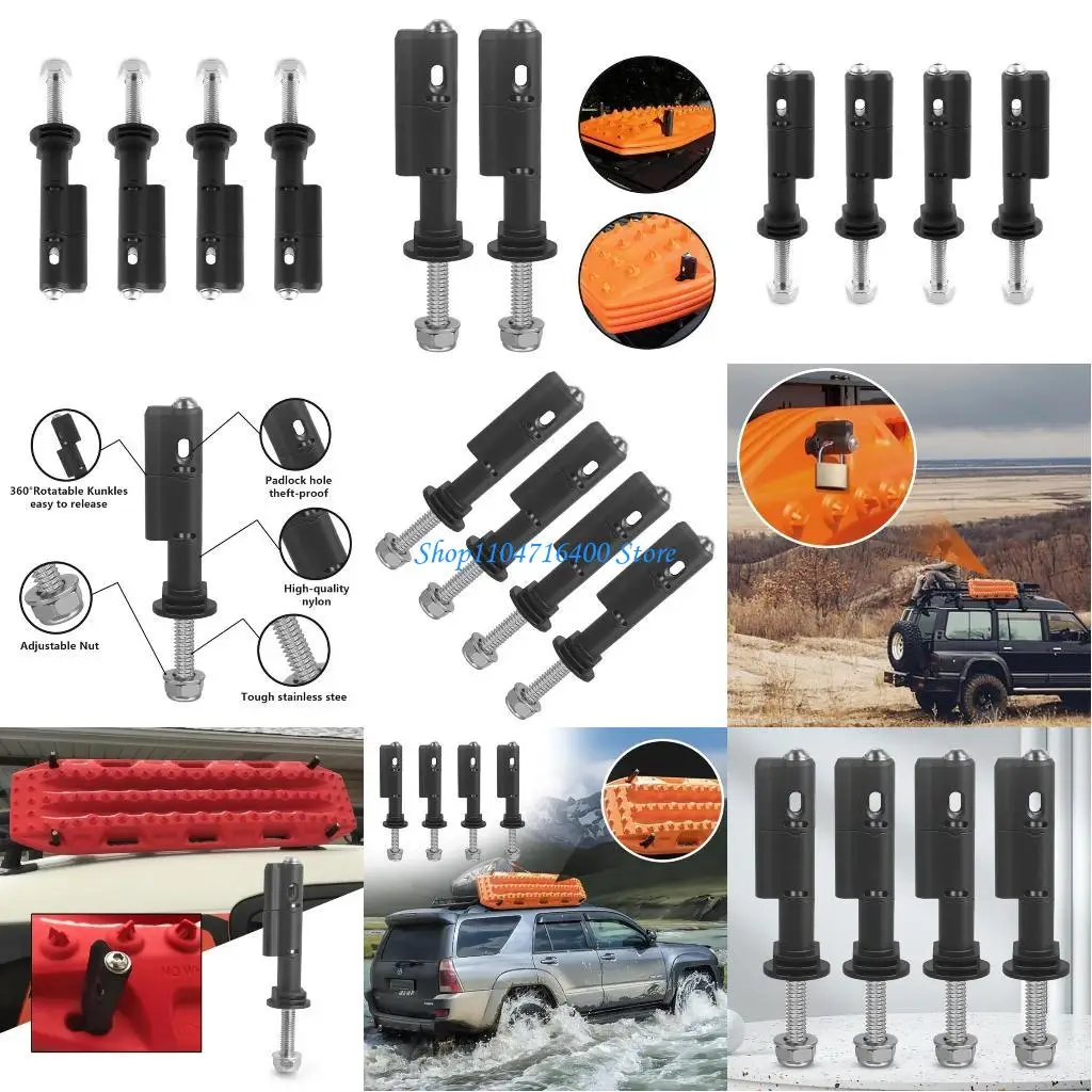 

y1gd Recovery Tracks Bracket Set Traction Boards Mounting Pins Theft Proof Mount Pins Set Safety Lockable Mount Pins