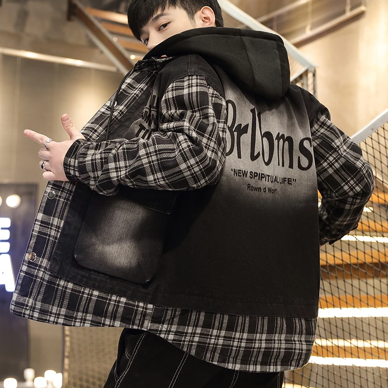 

High Quality Men's Hooded Cotton Denim Jackets 2025 Spring Autumn Casual Jeans Youth Hip Hop Streetwear Coat Loose Tops Clothing