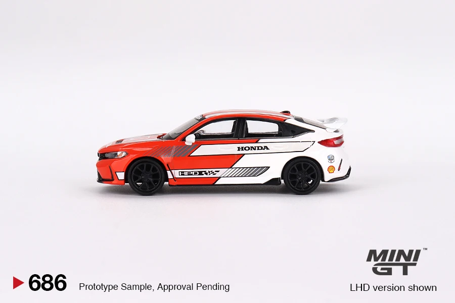 MINIGT 1/64  Honda Civic Type R 2023 Pace Car Red MGT00686-CH Alloy Simulation Car Model Static Decoration