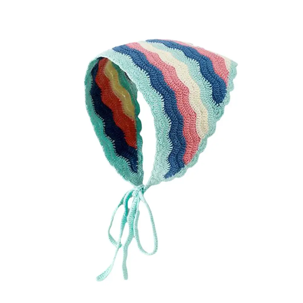 Cute Girl Headscarf Braided Triangle Scarf Handmade Towel Fashion Hollow Headscarf Headband Crochet Little Daisy Triangle H F0W0