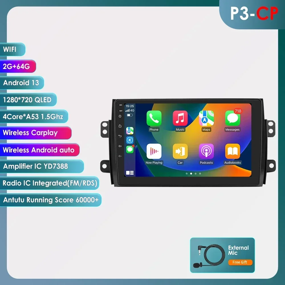 Hizpo Android Autoradio voor Suzuki SX4 2006-2013 Fiat Sedici 2005-2014 Multimedia Video Player Navigatie 2din Carplay Stereo BT