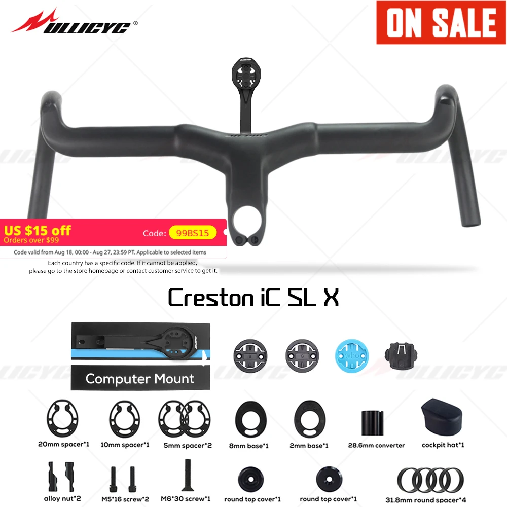 

Ullicyc Creston IC Sl X Full Internal Cable Routing Road Bicycle Handlebar T1000 Carbon Gravel Integrated Cockpit DI2 With Mount