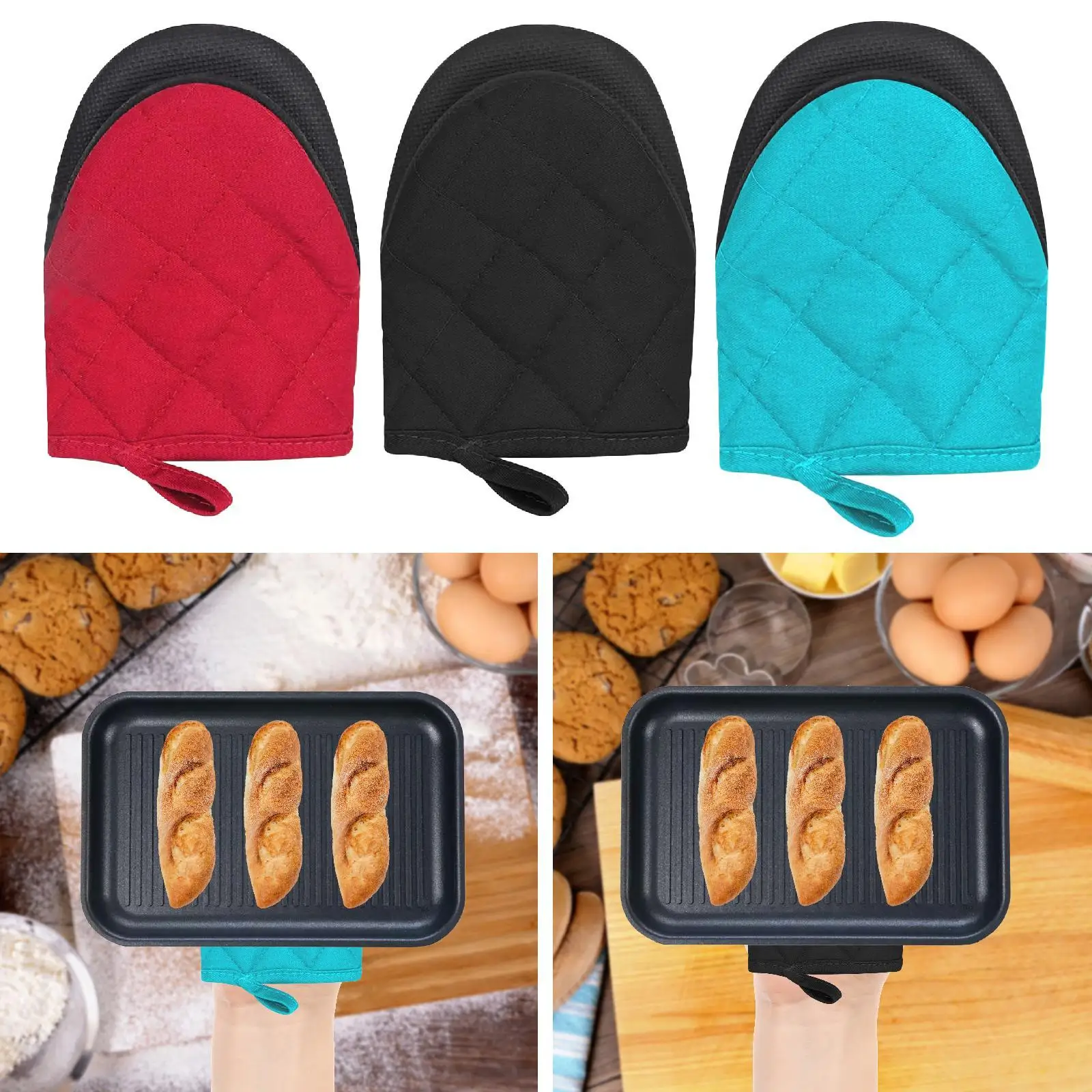 Short Oven Mitt for 500°F Portable Multifunction Non Slip Grip Surfaces Kitchen Accessory for Barbecue Microwave Grilling