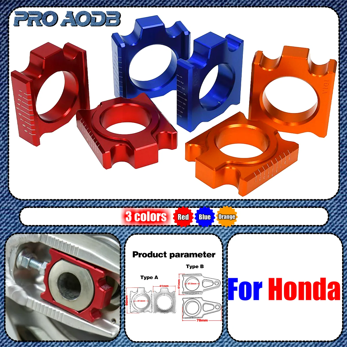 

For HONDA CRF250R CRF450R CRF250X CRF450X CRF250RX CRF450RX CR 125 250 CRF X R RX Motorcycle CNC Rear Chain Adjuster Axle Blocks