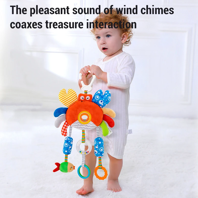 Sonajeros colgantes de felpa suave para bebé, juguetes para cama de bebé, cordón colgante, mango de desarrollo sensorial, juguetes educativos de animales bonitos, regalo