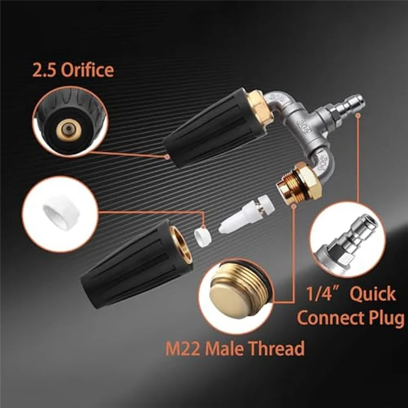 

AA76-Dual Turbo Nozzle For Pressure Washer,360° Rotating Pressure Washer Nozzle, Twin Turbo Washer With 7 Nozzle Tips